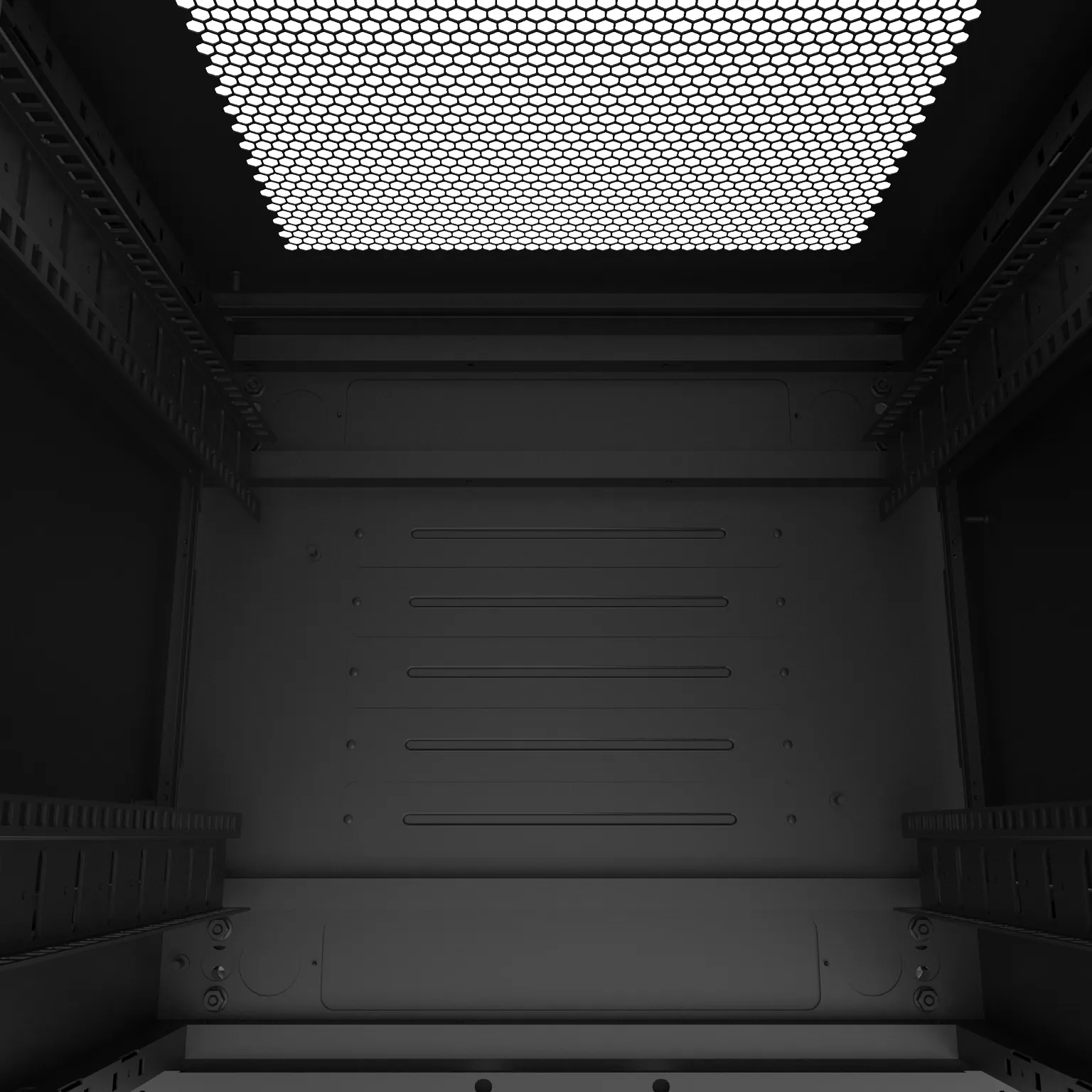 8-entree-cable-fond-baie-reseau-6x6 (1) Baie en kit Ligne 800 42U 600x600mm, porte avant : Simple Verre, porte arrière : Simple Nid d'Abeille, avec panneaux latéraux (71018) (Copy) – Bild 3