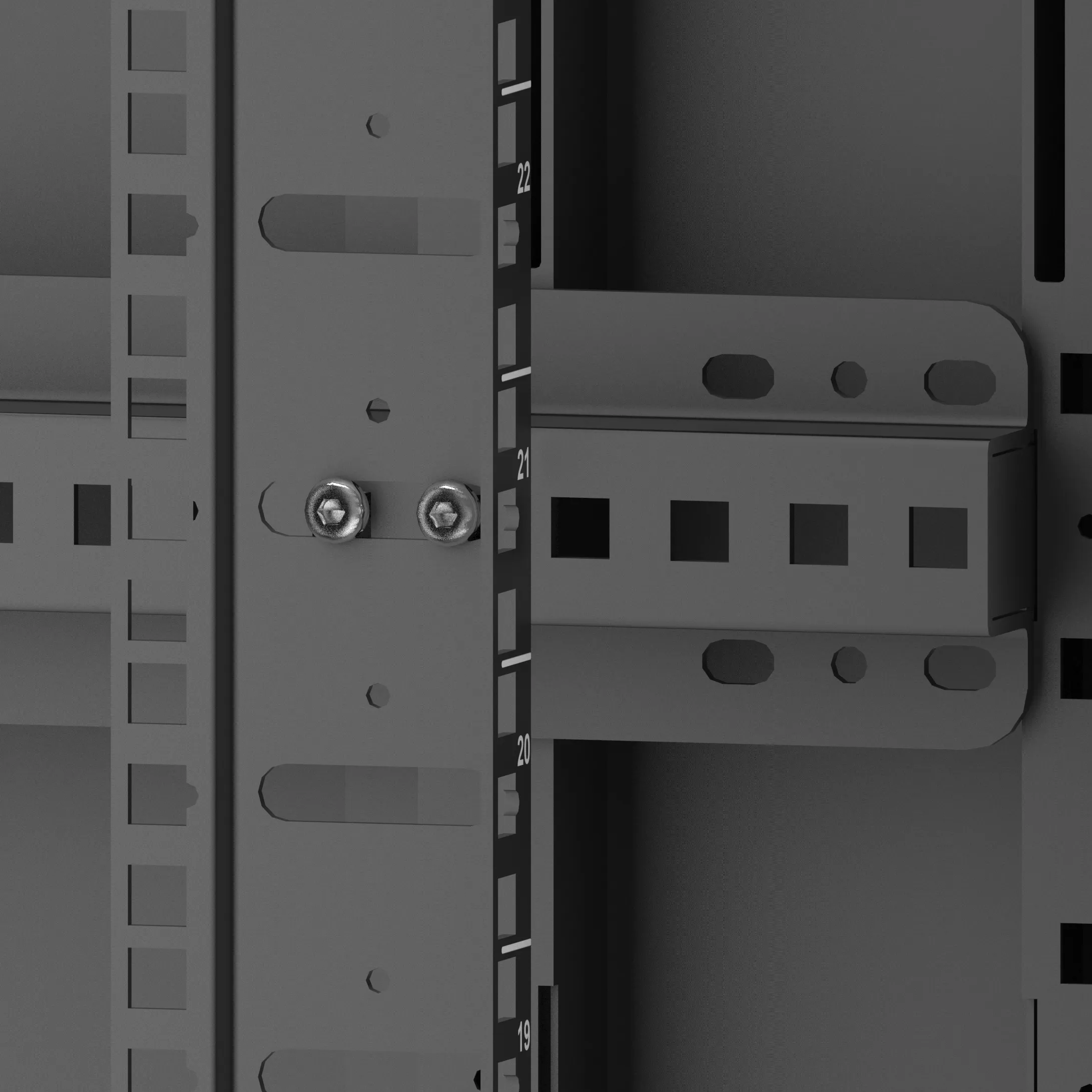 8-montant-ajustable-baie-ligne-800 Baie en kit Ligne 800 42U 600x600mm, porte avant : Simple Verre, porte arrière : Simple Nid d'Abeille, avec panneaux latéraux (71018) (Copy) – Bild 2